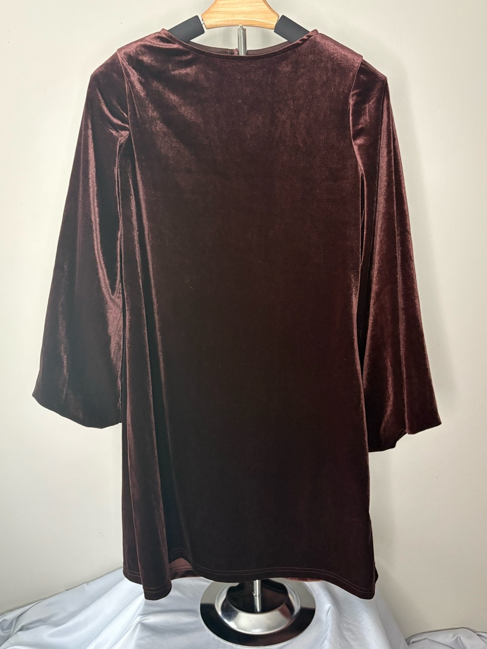 Petal & Pup Velvet Bell-Sleeve Mini Dress - Chocolate - Picture 2 of 4